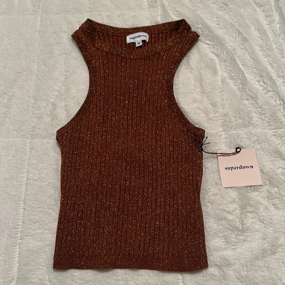 Superdown | sonya rib shimmer tank | size xsmall - Picture 7 of 11